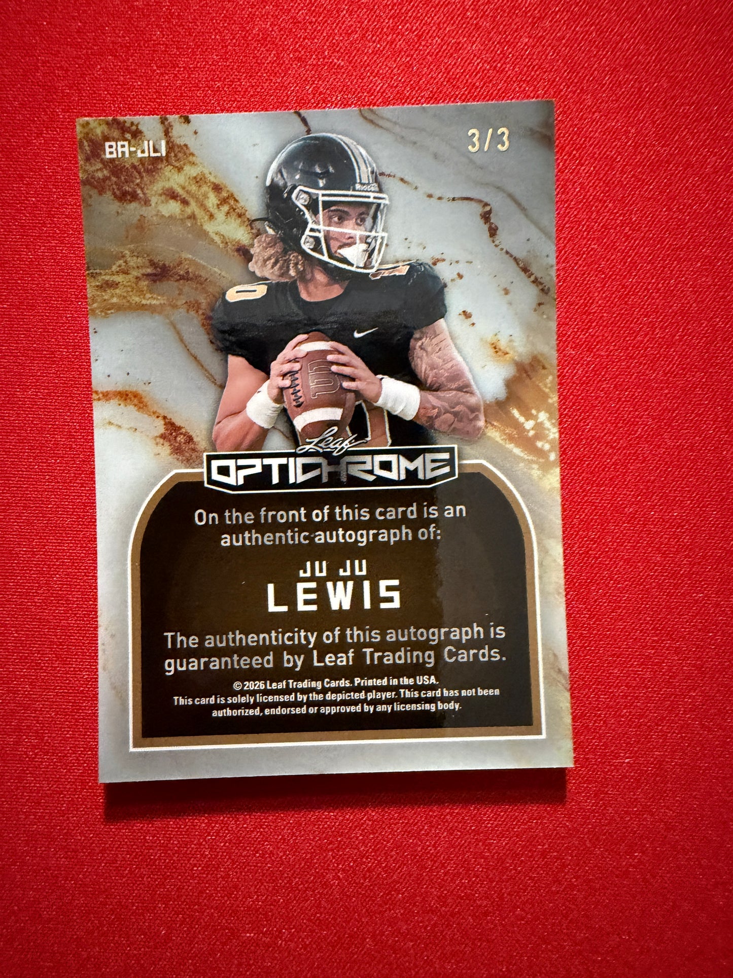 Juju Lewis 2026 Leaf Optichrome Football Base Green Shimmer 3/3