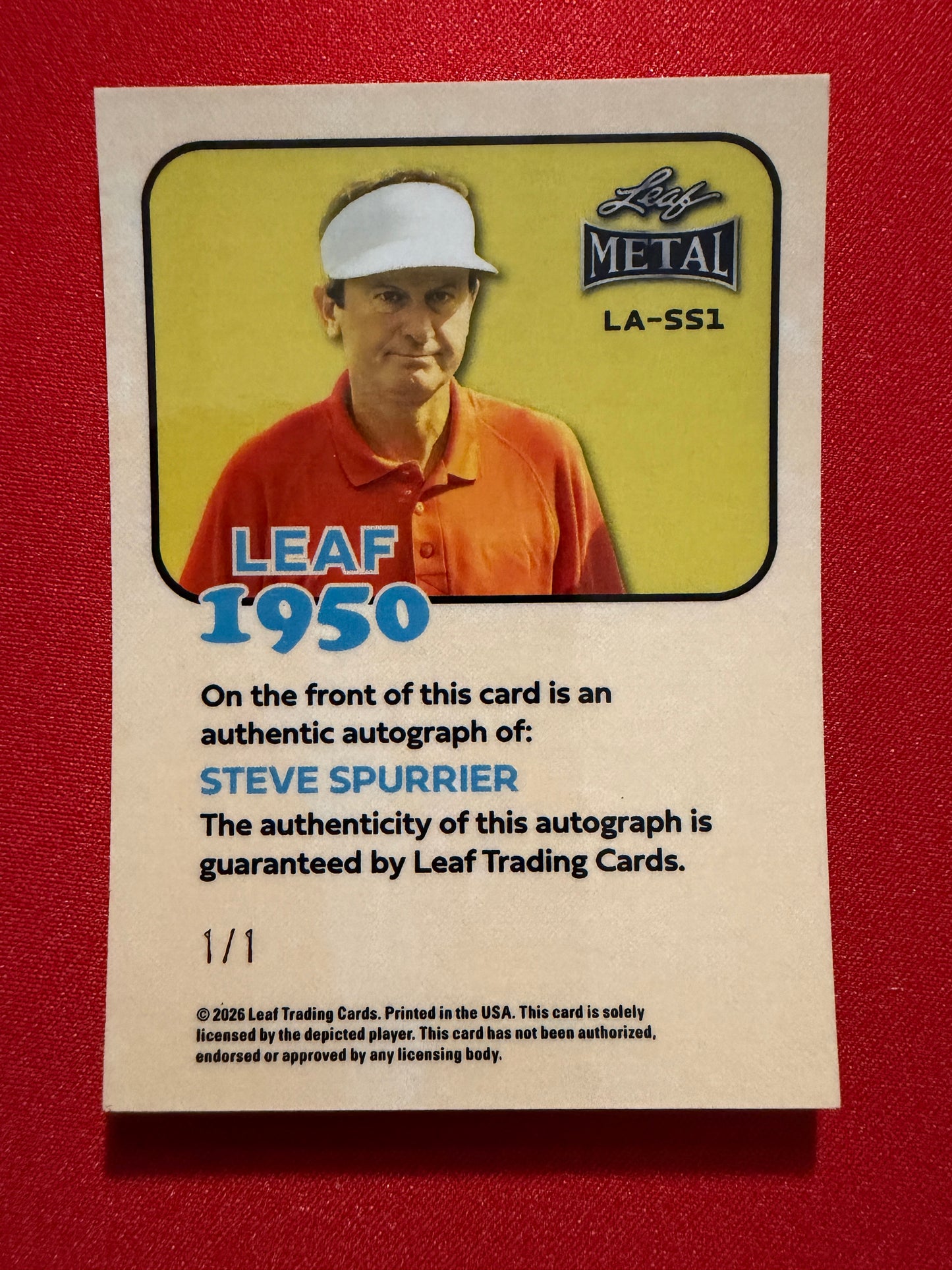 2026 Leaf Metal Football Steve Spurrier 1950 Gold Prismatic 1/1