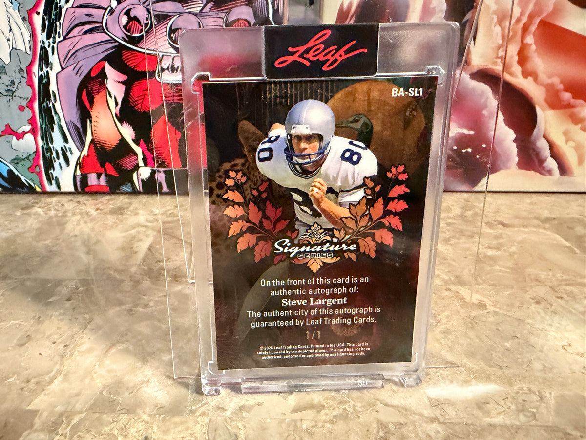 Steve Largent 2026 Leaf Signature Series Sports Base Auto Green Prismatic 1/1