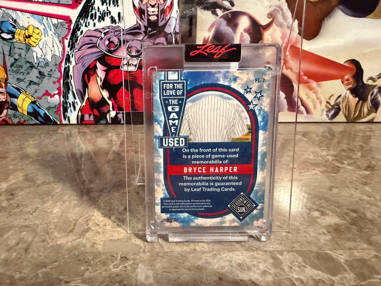 Bryce Harper 2026 Leaf Seasons In the Sun Love of the Game-Used Swatch Silver /40