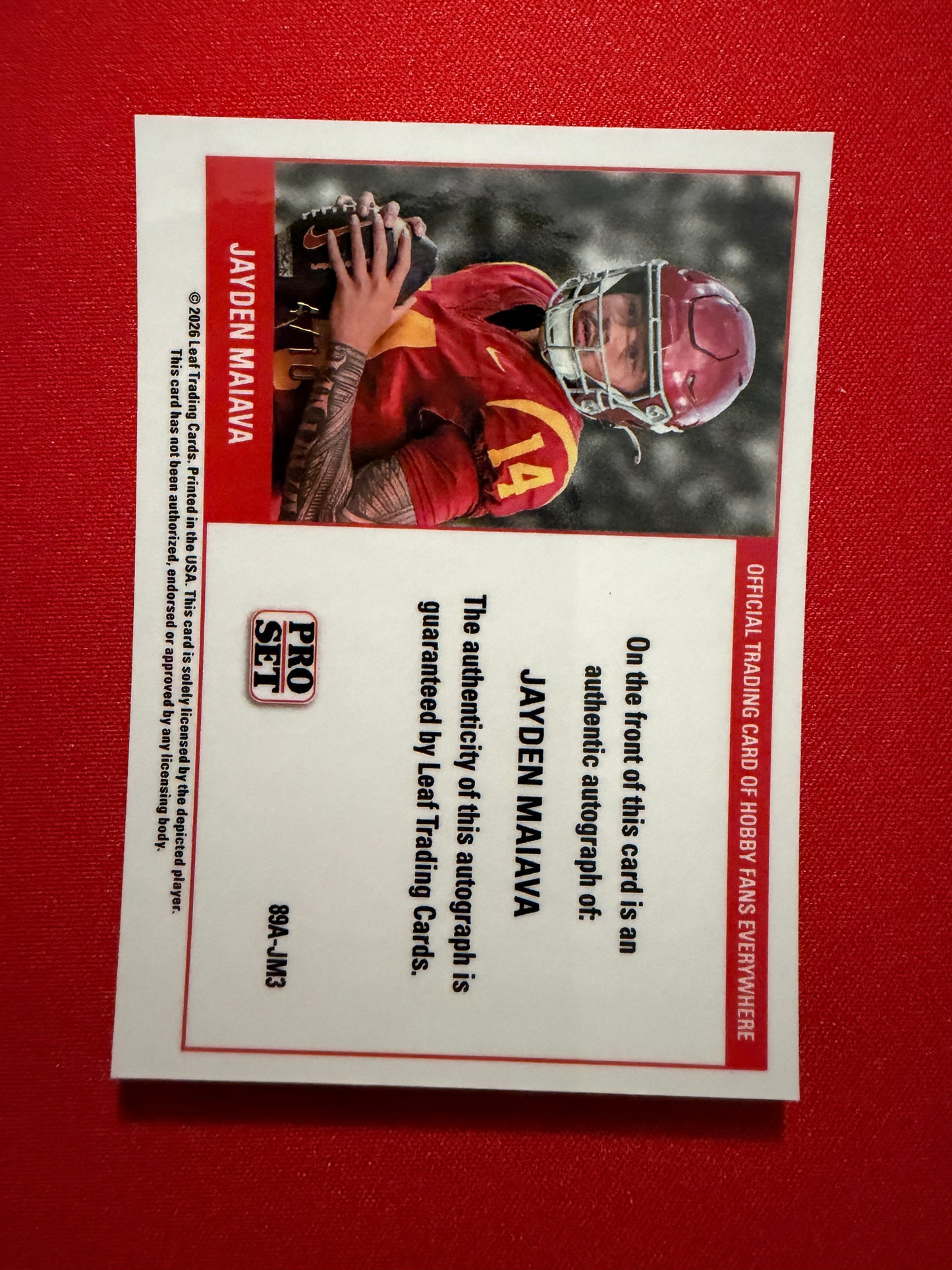 2026 Leaf Peo Set Metal Football Jayden Maiava 1989 Auto Silver /10