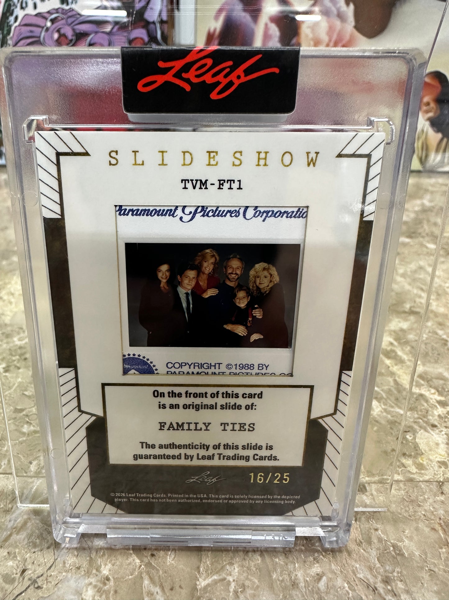 2026 Leaf Slideshow FAMILY TIES /25 Metal Cast Slide MICHAEL J. FOX Original
