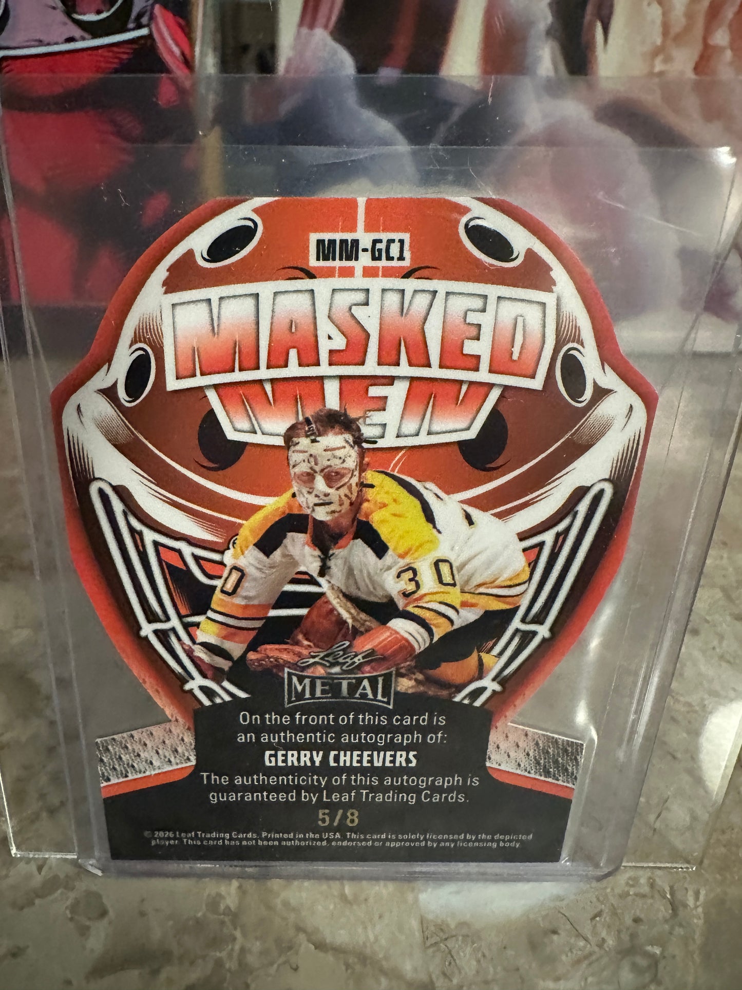 Gerry Cheevers 2026 Leaf Metal Hockey Masked Men Die-Cut AUTO 5/8 Bruins HOF
