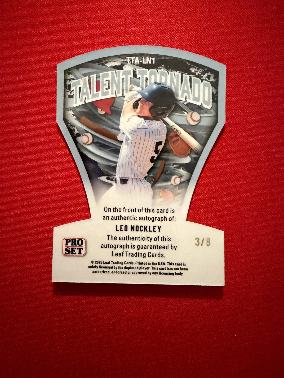 Leo Nockley 2026 Leaf Pro Set Metal Baseball Talent Tornado Auto Purple /8