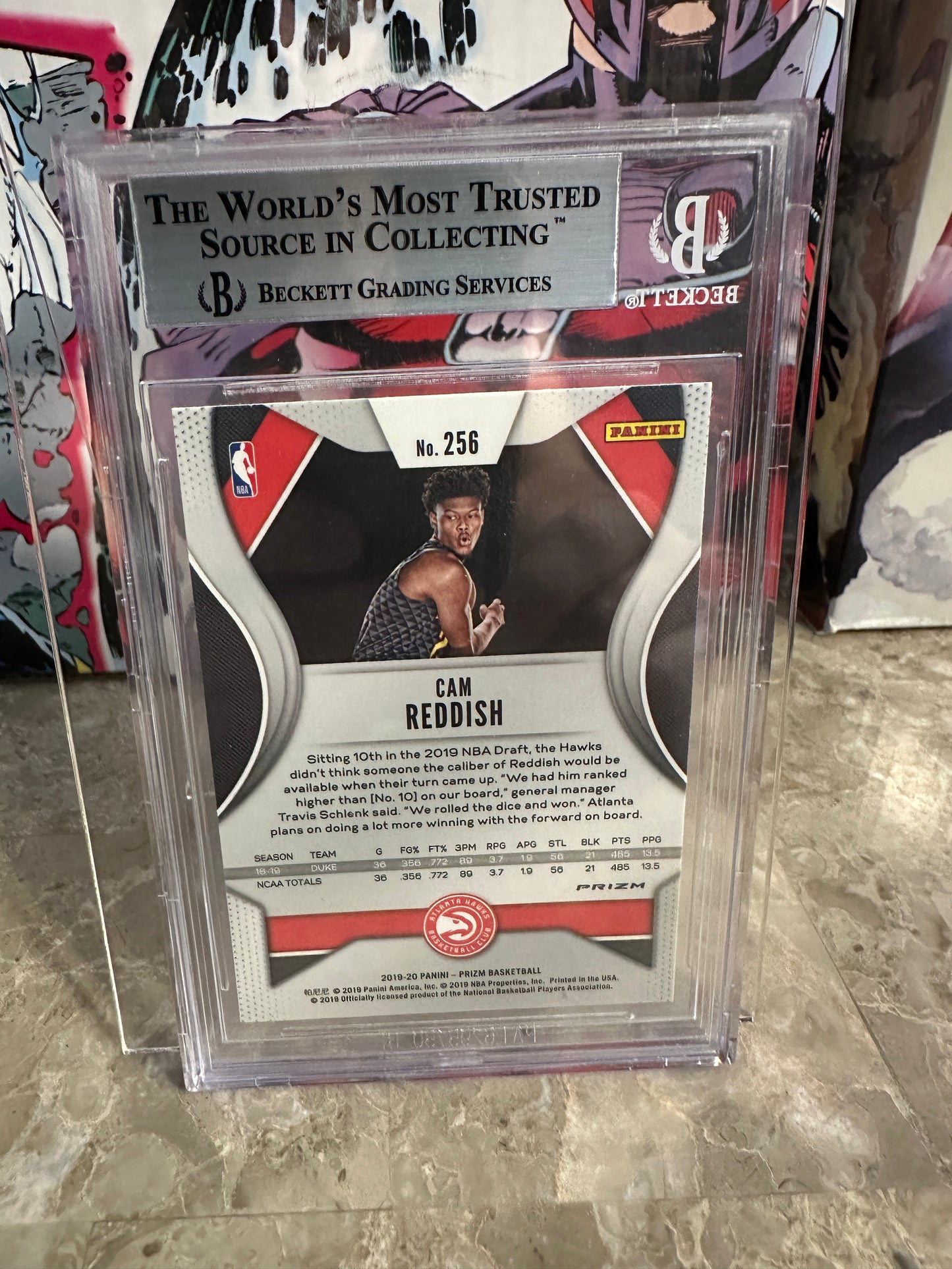 Cam Reddish #256 Beckett 9 Mint (2019-20 Panini Prizm)-Ball Under Leg Fast Break