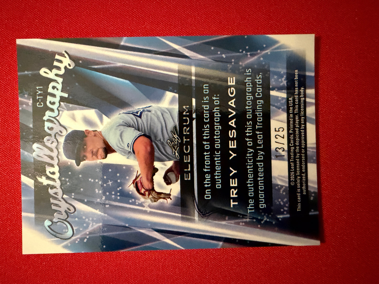 Trey Yesavage 2026 Leaf Electrum Baseball Crystallography Bronze Autograph /25