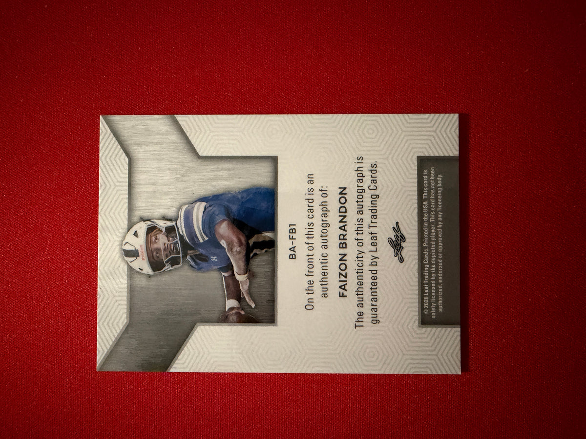 2026 Leaf Trinity Football Faizon Brandon Base Auto Bronze /75
