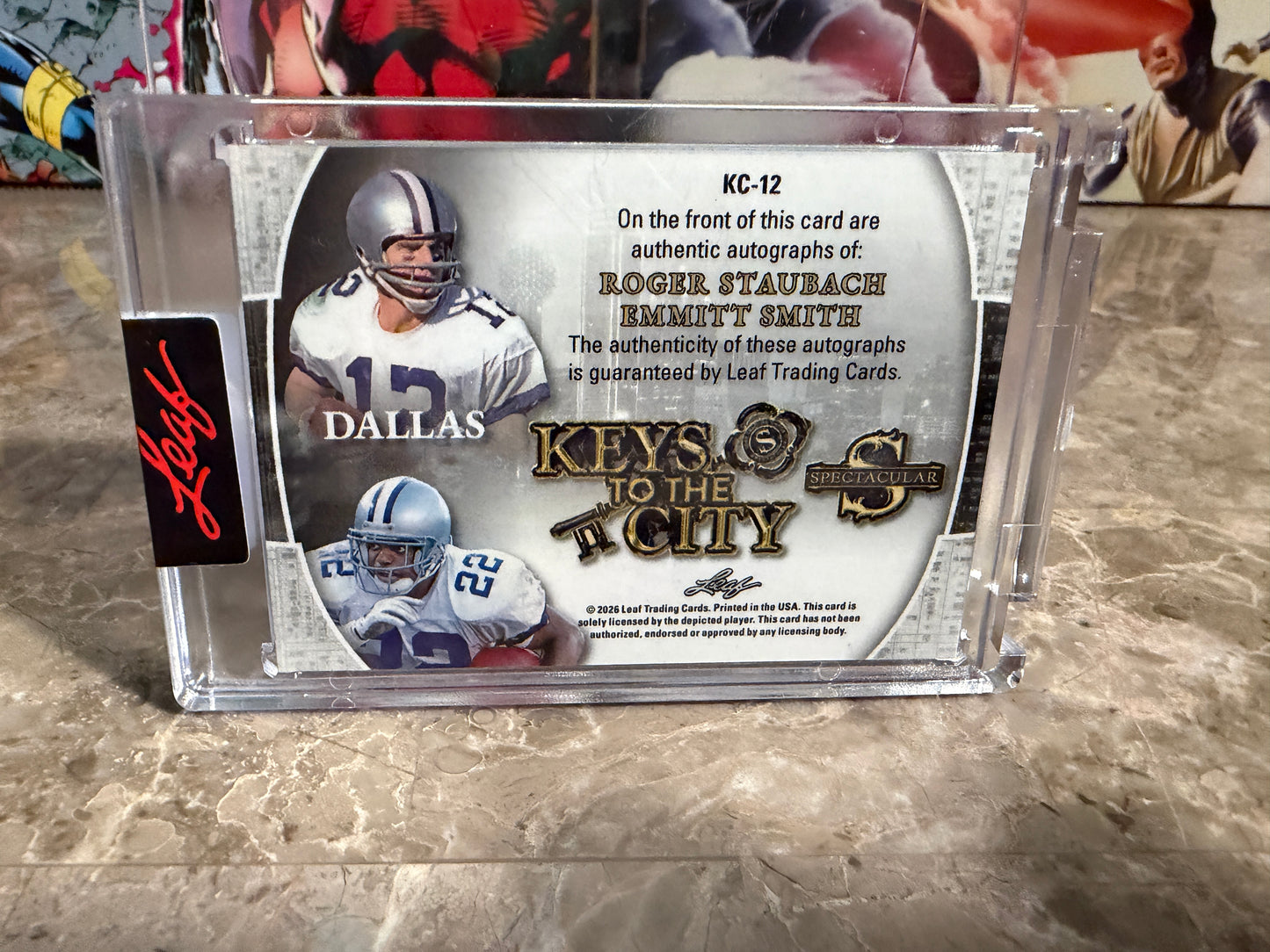 2026 Leaf Spectacular Football Keys To The City Dual Auto Roger Staubach Emmitt Smith 2/4
