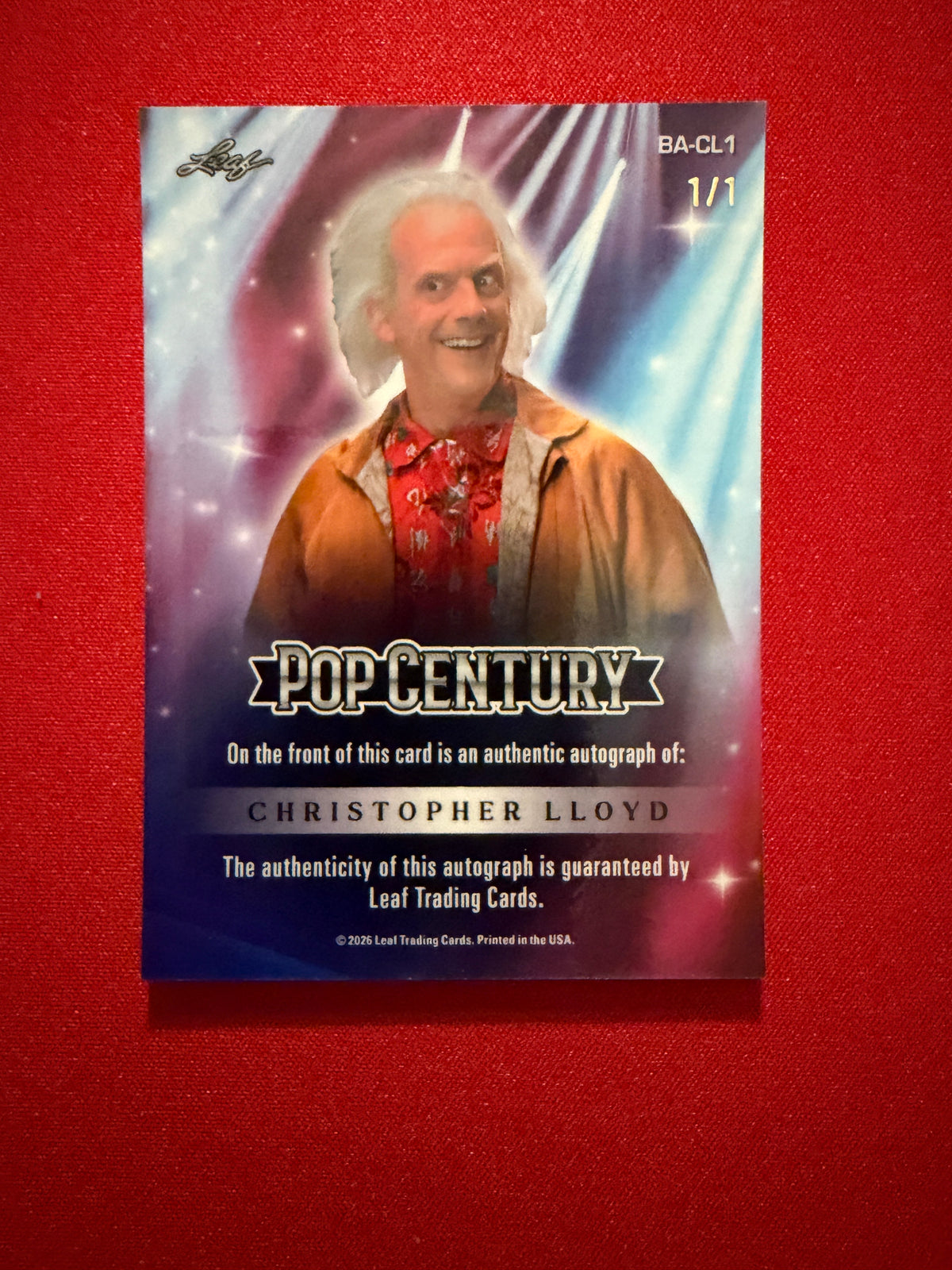 Christopher Lloyd 2026 Leaf Pop Century Base Red Shimmer 1/1