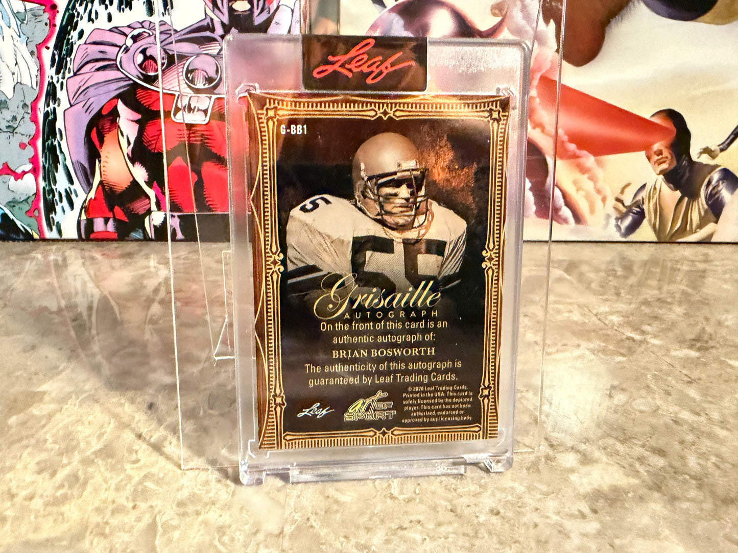 2026 Leaf Art of Sport Brian Bosworth Grisaille Auto Purple /4