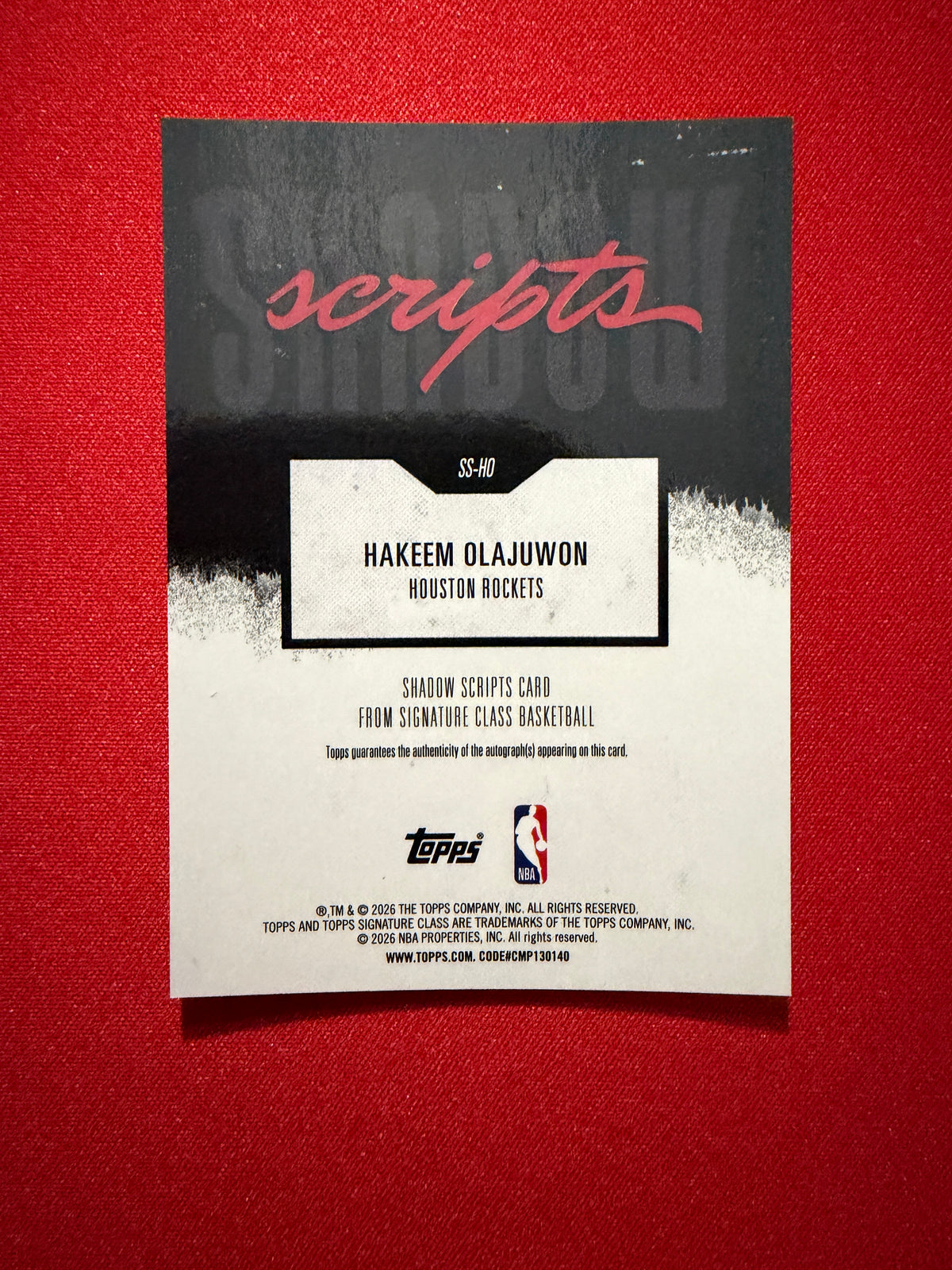 Hakeem Olajuwon 2025-26 Topps Signature Class Shadow Scripts Auto #SS-HO