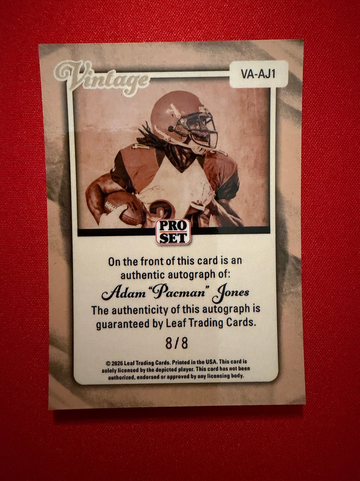 2026 Leaf Pro Set Metal Football Adam Packman Jones Vintage Auto 8/8 Bookend