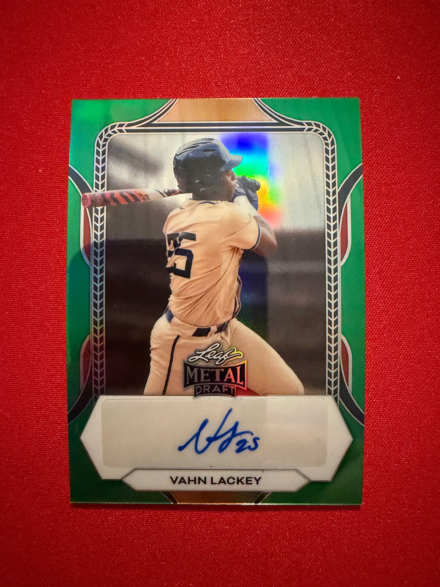 Vahn Lackey 2026 Leaf Metal Draft Edition Baseball Base Auto Green /5