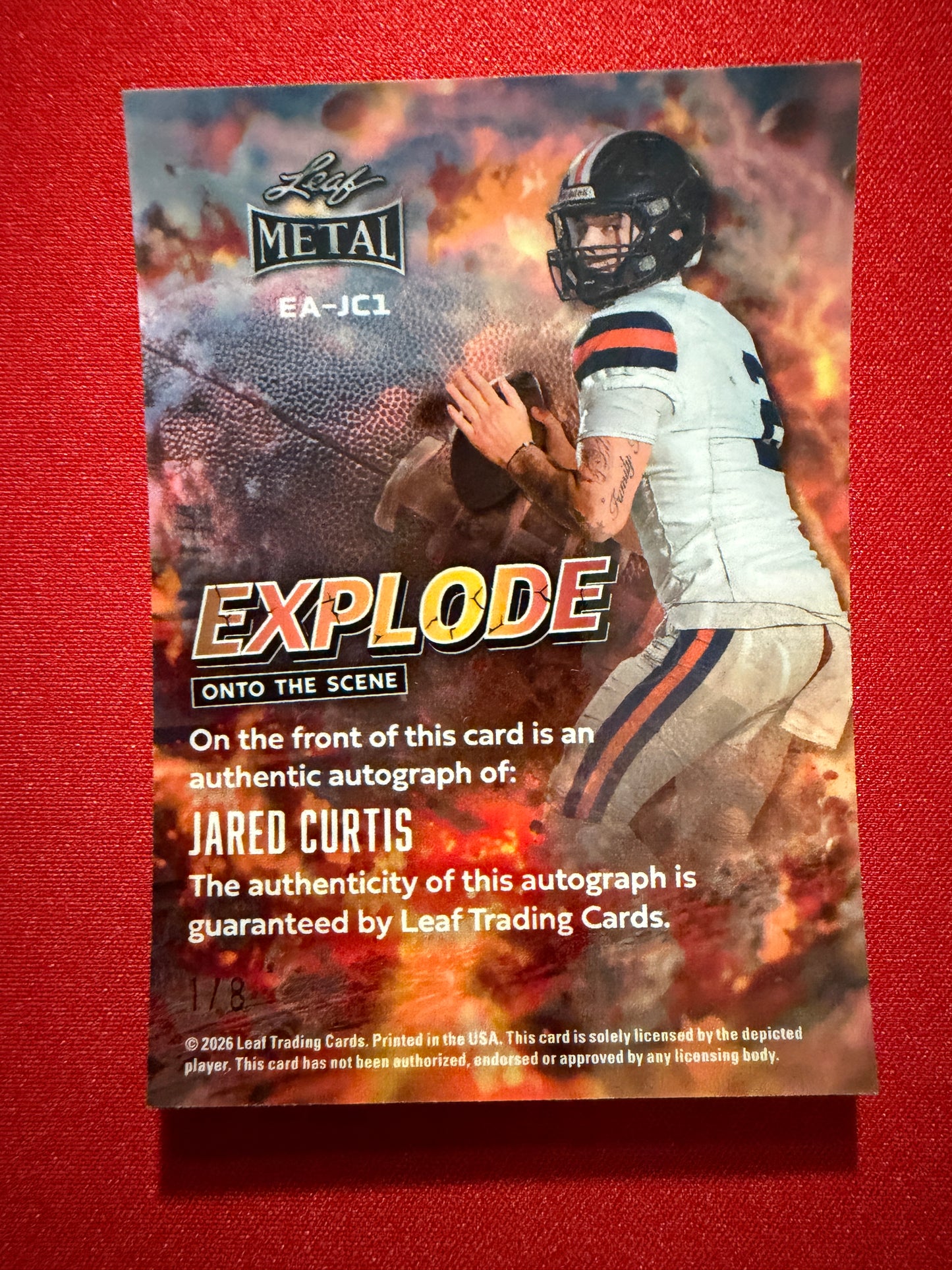2026 Leaf Metal Football Jared Curtis Auto Explode Onto the Scene Platinum 1/8