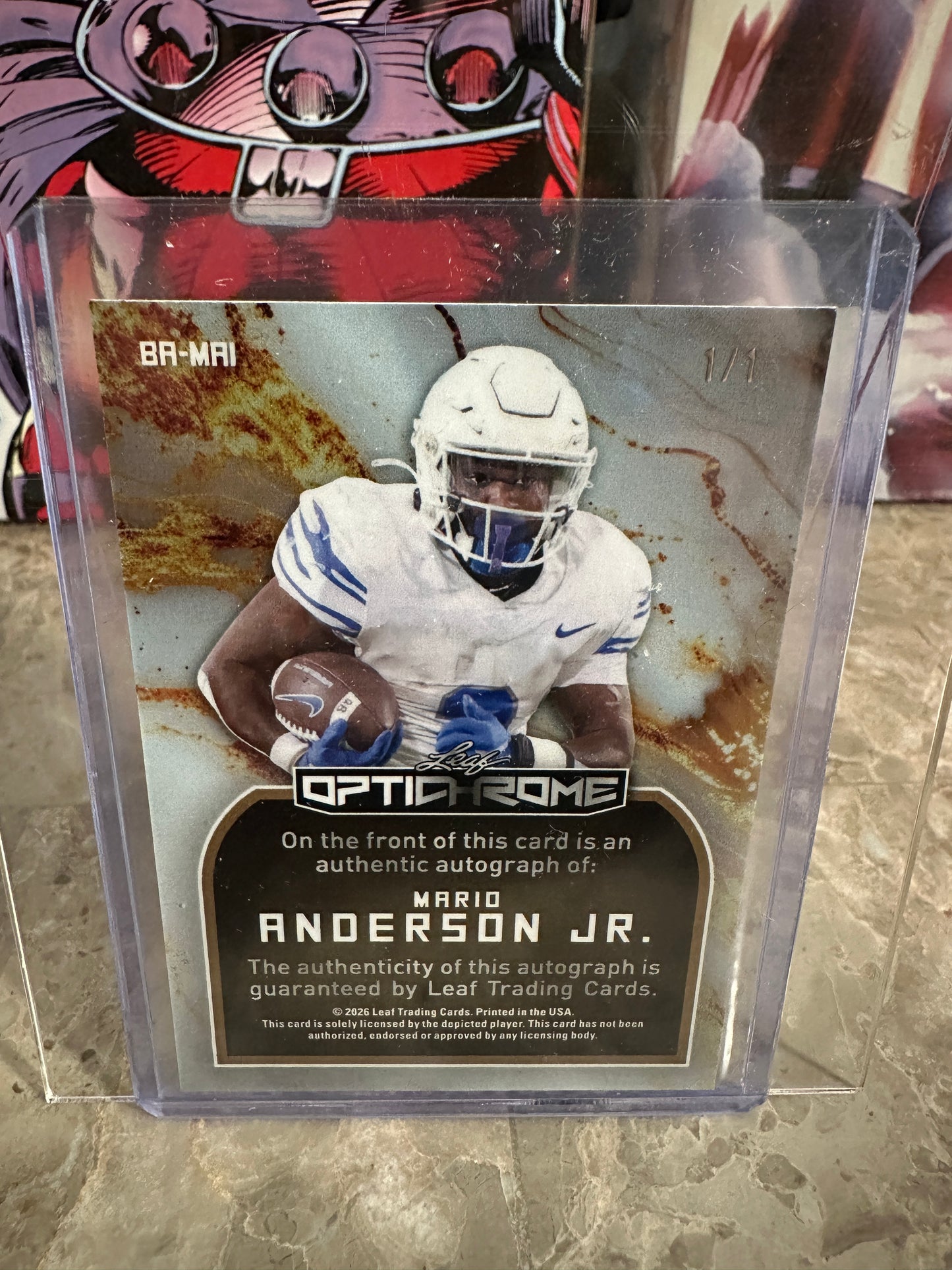 Mario Anderson Jr 2026 Leaf Optichrome Gold Shimmer AUTO 1/1 Running Back