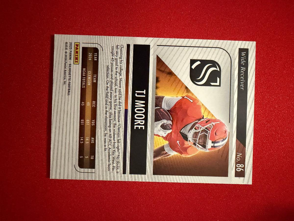TJ Moore 2025 Panini Silhouette Football Base Red /75 #86