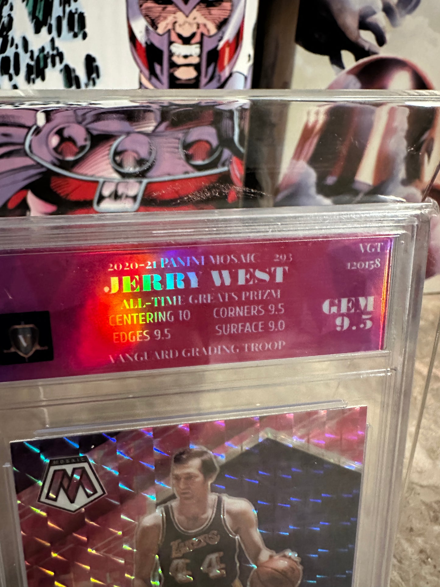Jerry West #293 Vanguard Graded 9.5 Mint+ (2020 Panini Mosaic) - Pink Camo