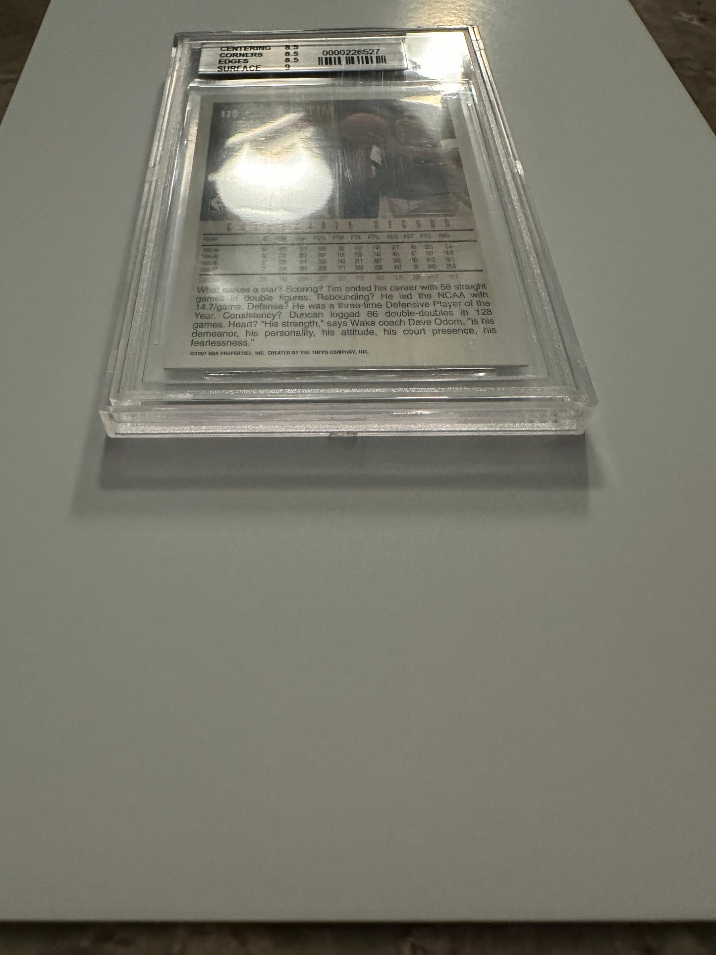 Tim Duncan Beckett Graded 8.5 NM-MT+ (1997-98 Topps)