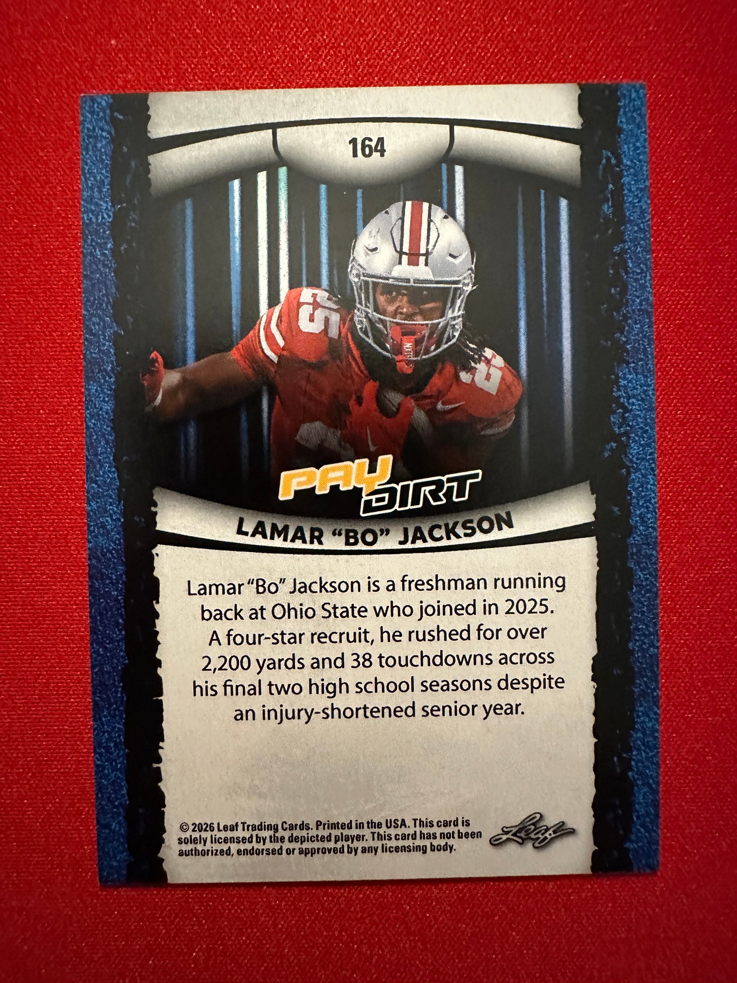 Lamar "Bo" Jackson 2026 Leaf Paydirt Football Base Orange Parallel /99