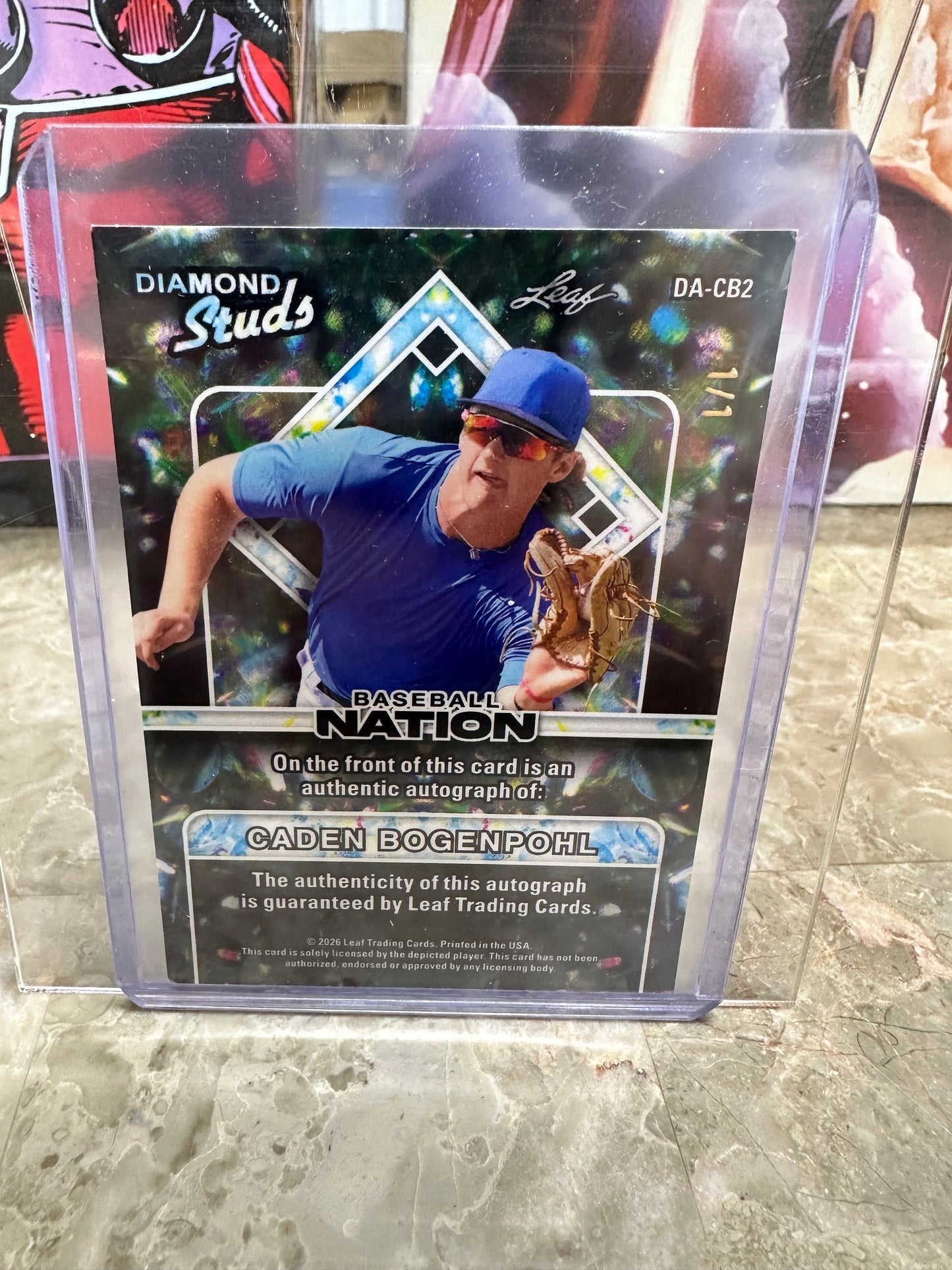 2026 Leaf Baseball Nation CADEN BOGENPOHL Diamond Studs Auto 1/1 GOLD CRYSTAL