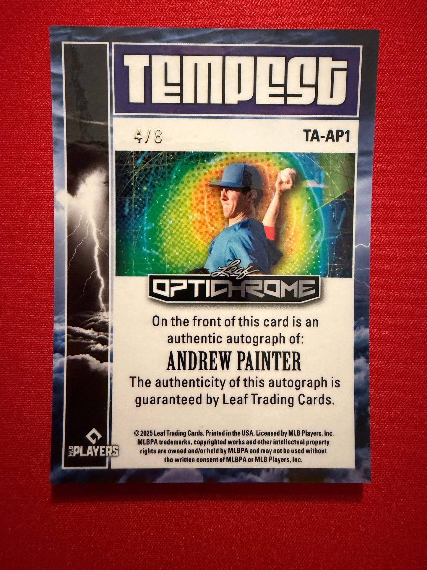 Andrew Painter 2025 Leaf Optichrome Baseball Tempest Auto Pink Lazer /8