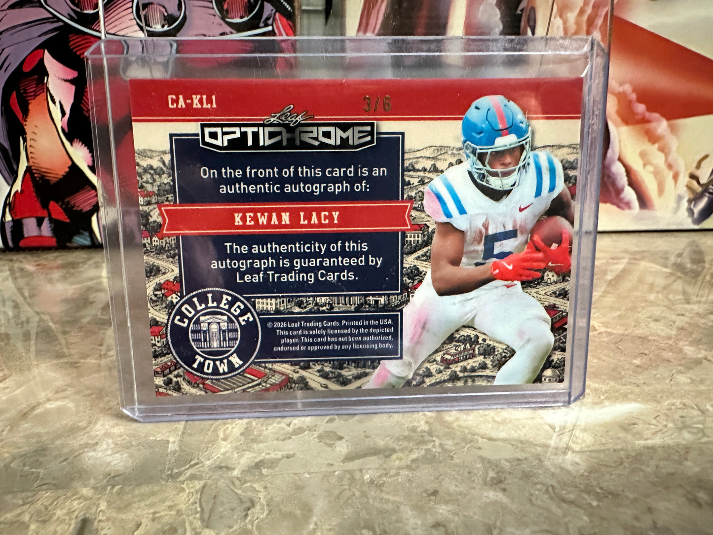 2026 Leaf Optichrome Kewan Lacy College Town Pink Prismatic Auto 3/6 Ole Miss