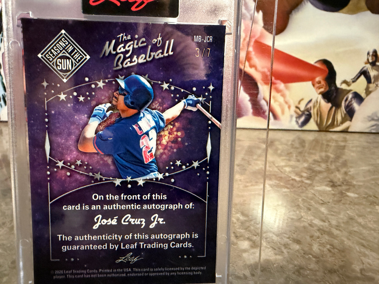 Jose Cruz Jr. 2026 Leaf Seasons In the Sun Magic of Baseball Auto /7