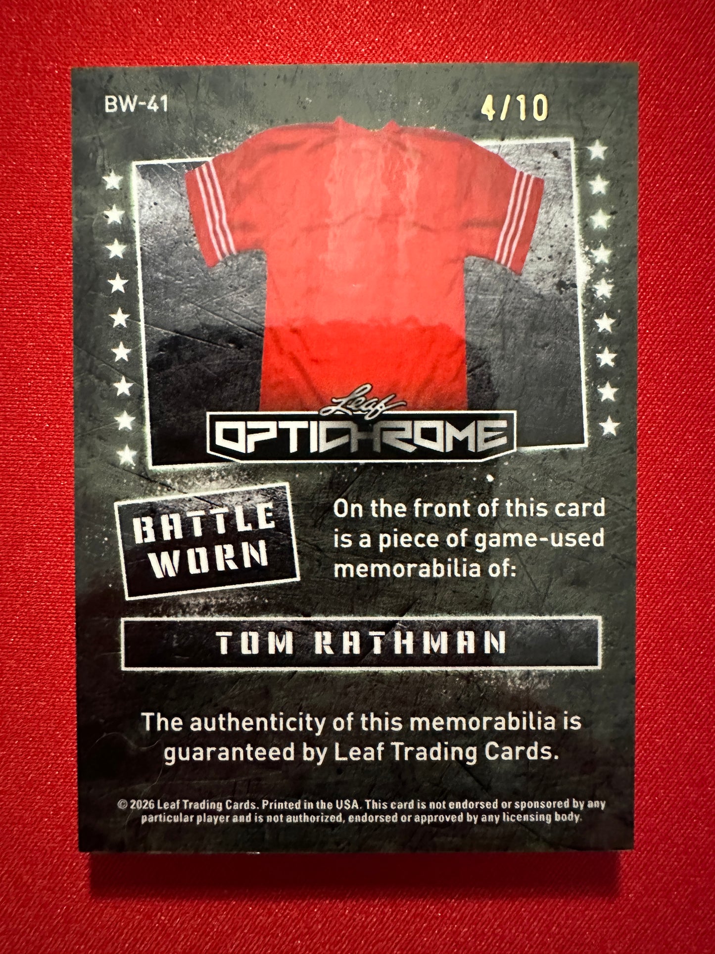 2026 Leaf Optichrome Tom Rathman BATTLE WORN PATCH /10 Silver Crystal 49ers