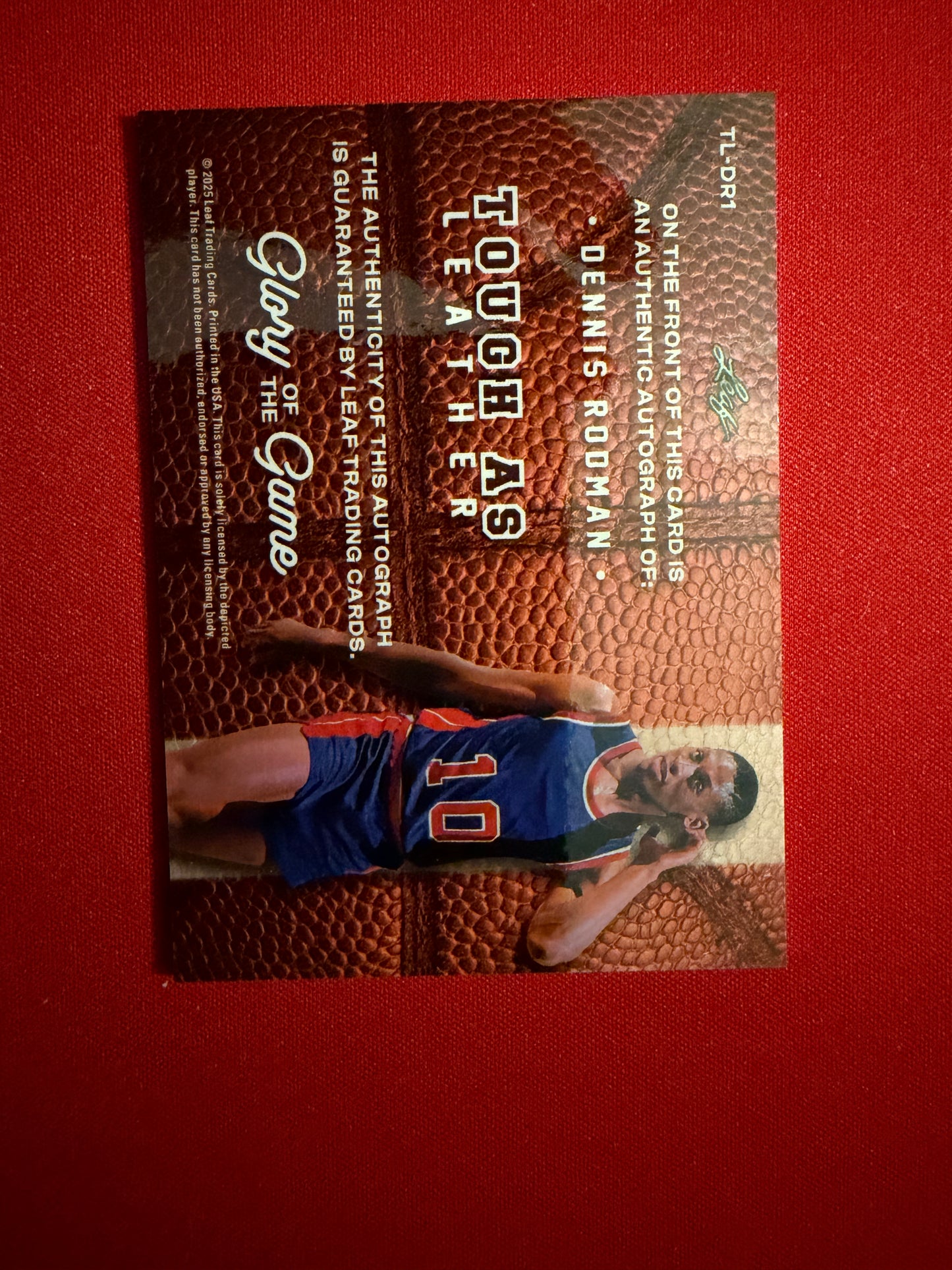 2025 Leaf Glory of the Game Basketball Tough as Leather Dennis Rodman Green Holo Signed Auto True 1/1