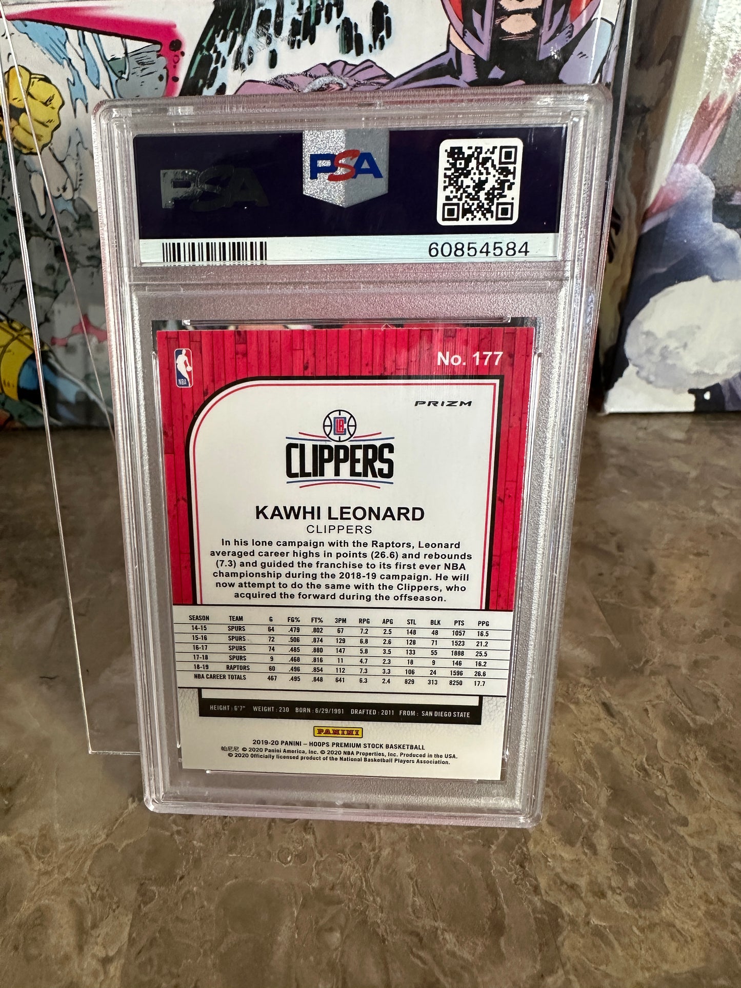 Kawhi Leonard #177 PSA 10.0 Gem Mint (2019 Hoops Premium Stock) - Purple Disco