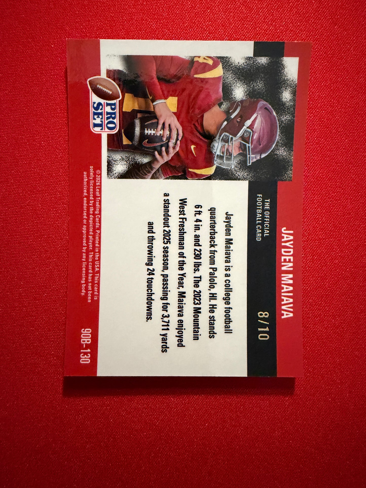 2026 Leaf Pro Set Metal Football Jayden Maiava 1989 Auto Silver RWB Lot