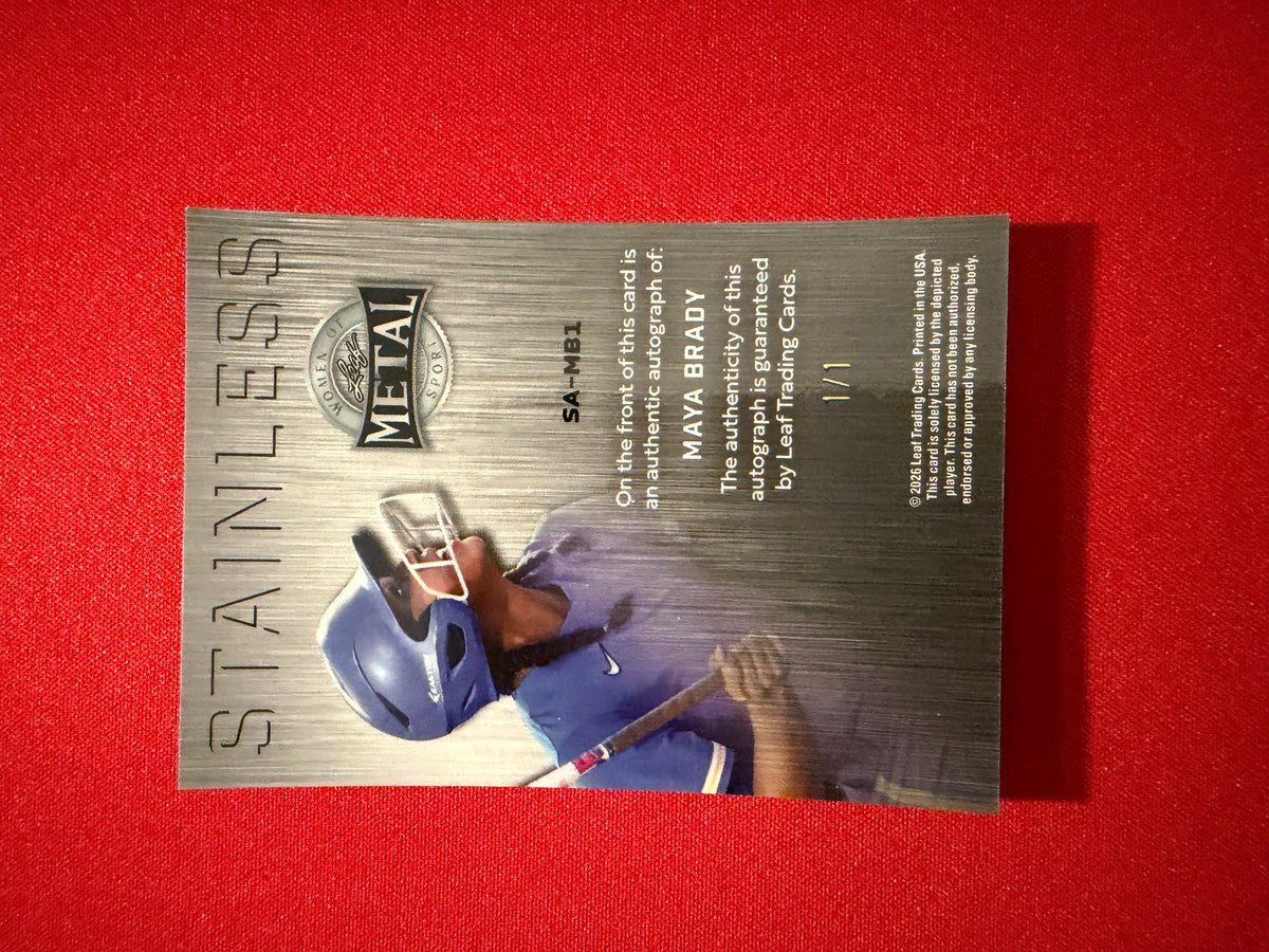Maya Brady 2026 Leaf Women of Sport Stainless Auto Blue Lava Color Match 1/1