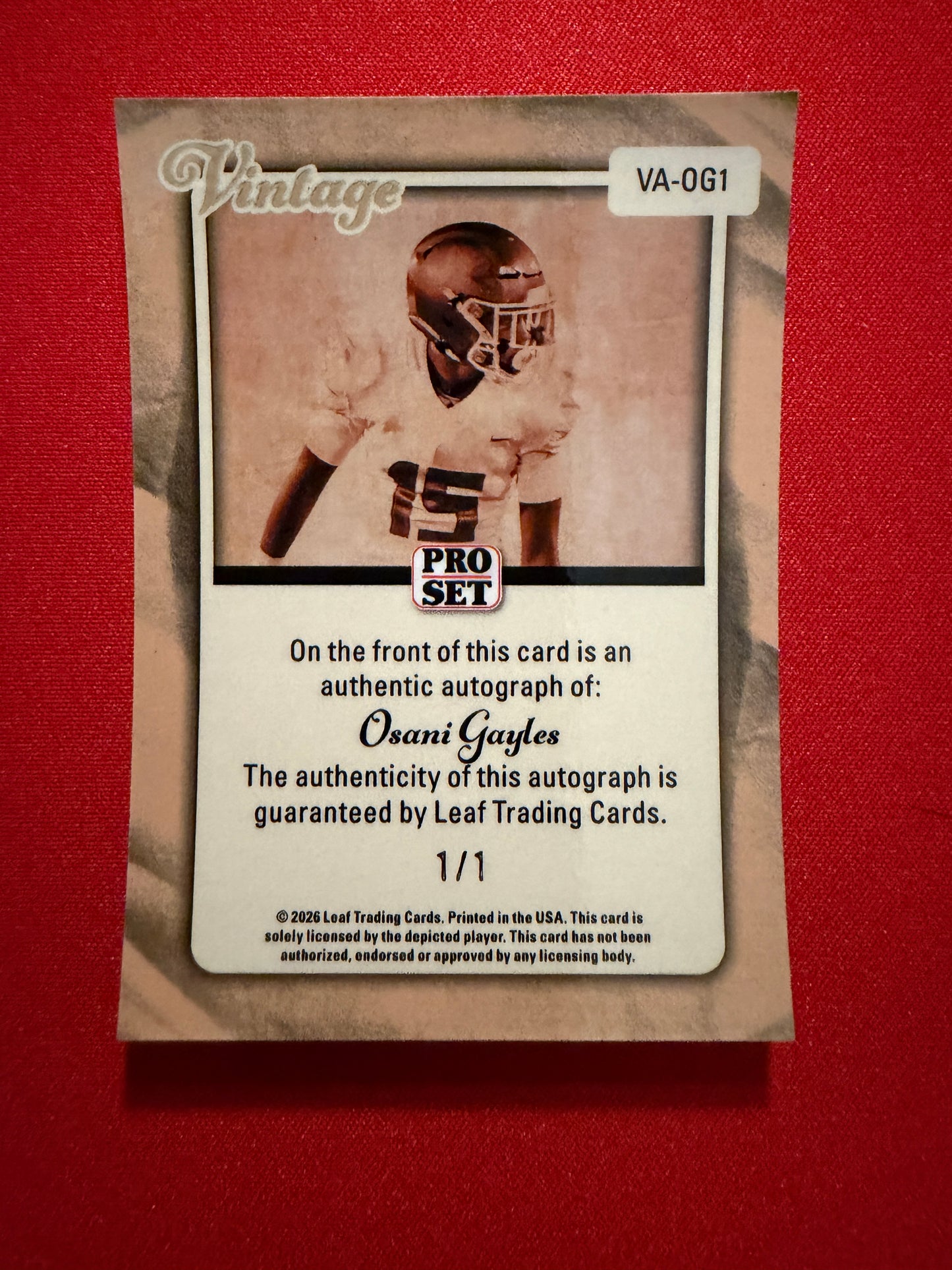 2026 Leaf Pro Set Metal Osani Gayles Vintage Auto Super Gold 1/1