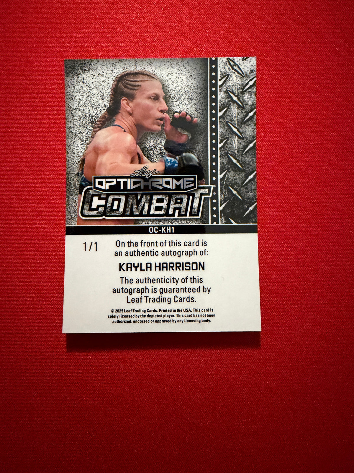 Kayla Harrison 2025 Leaf Optichrome Baseball Combat Auto Cracked Ice 1/1