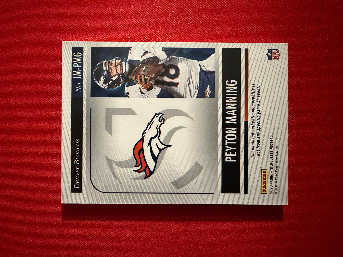Peyton Manning 2025 Panini Silhouette Jumbo Memorabilia Nike Swoosh Patch /10