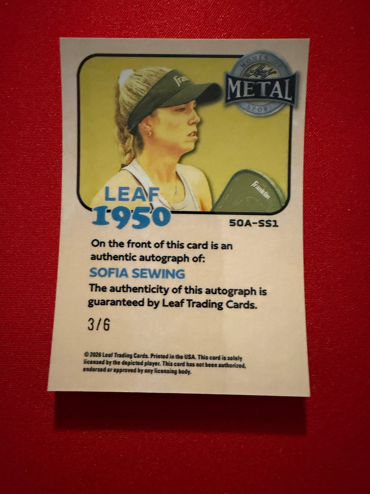 Sofia Sewing 2026 Leaf Women of Sport 1950 Auto Pink Prismatic /6