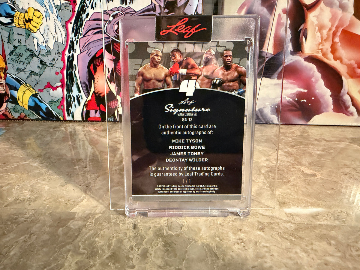 Mike Tyson Riddick Bowe Toney Wilder 2026 Leaf Signature Series 4 Auto 1/1