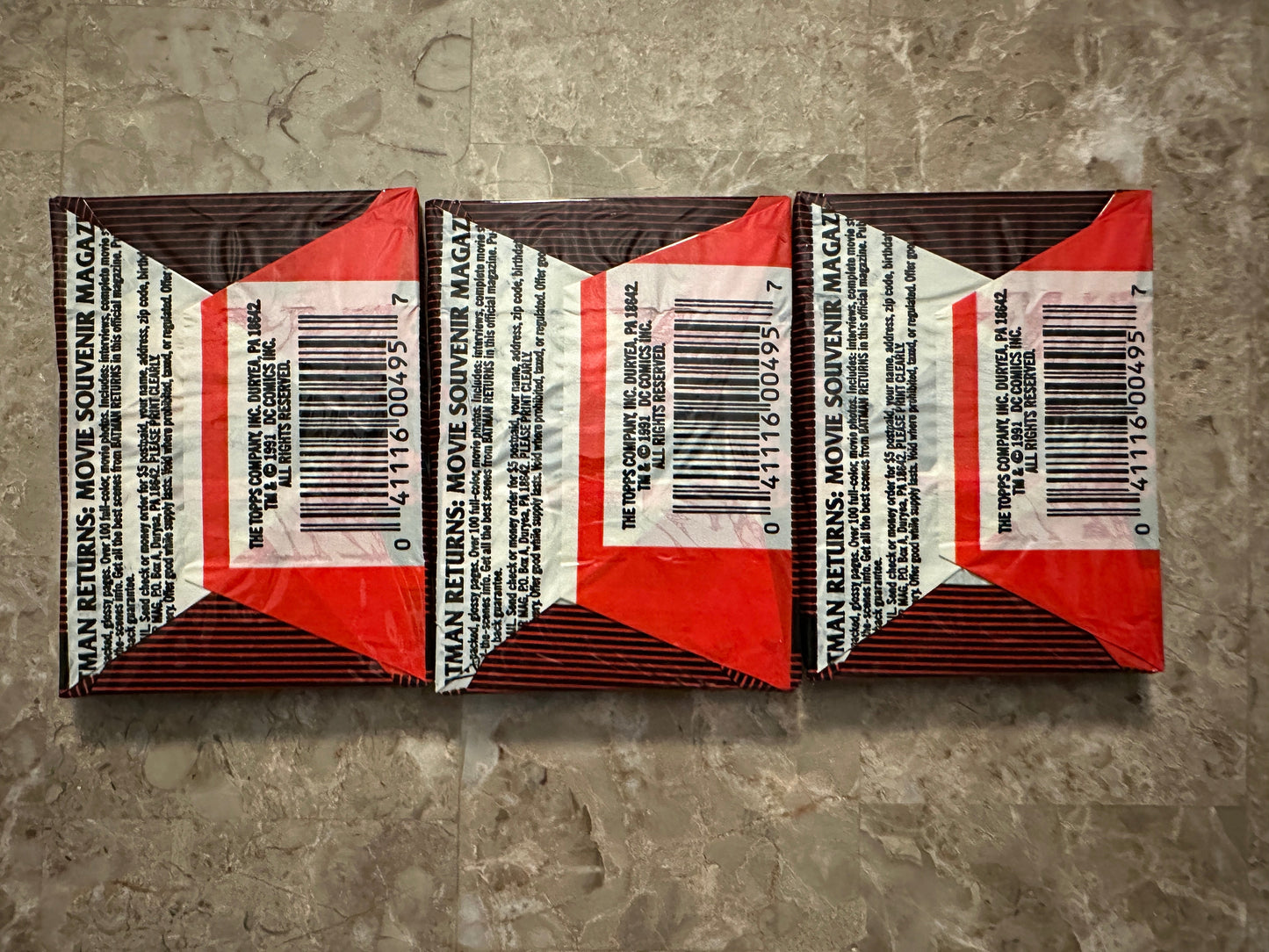 1992 Batman Returns Topps Stadium Club (3 Packs, 15 Cards/Pack) - Sealed