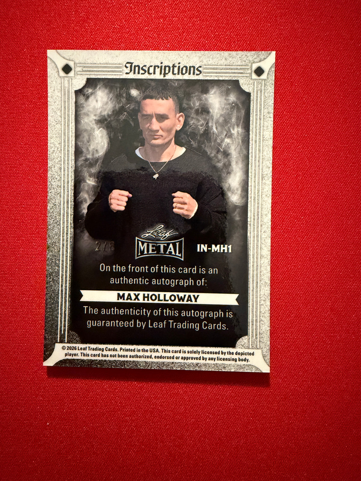 Max Holloway 2026 Leaf Metal Ring Kings Metal Inscriptions Auto Pink /6