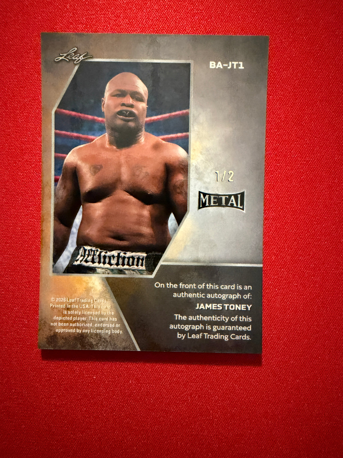James Toney 2026 Leaf Metal Ring Kings Base Auto Black Lava /2