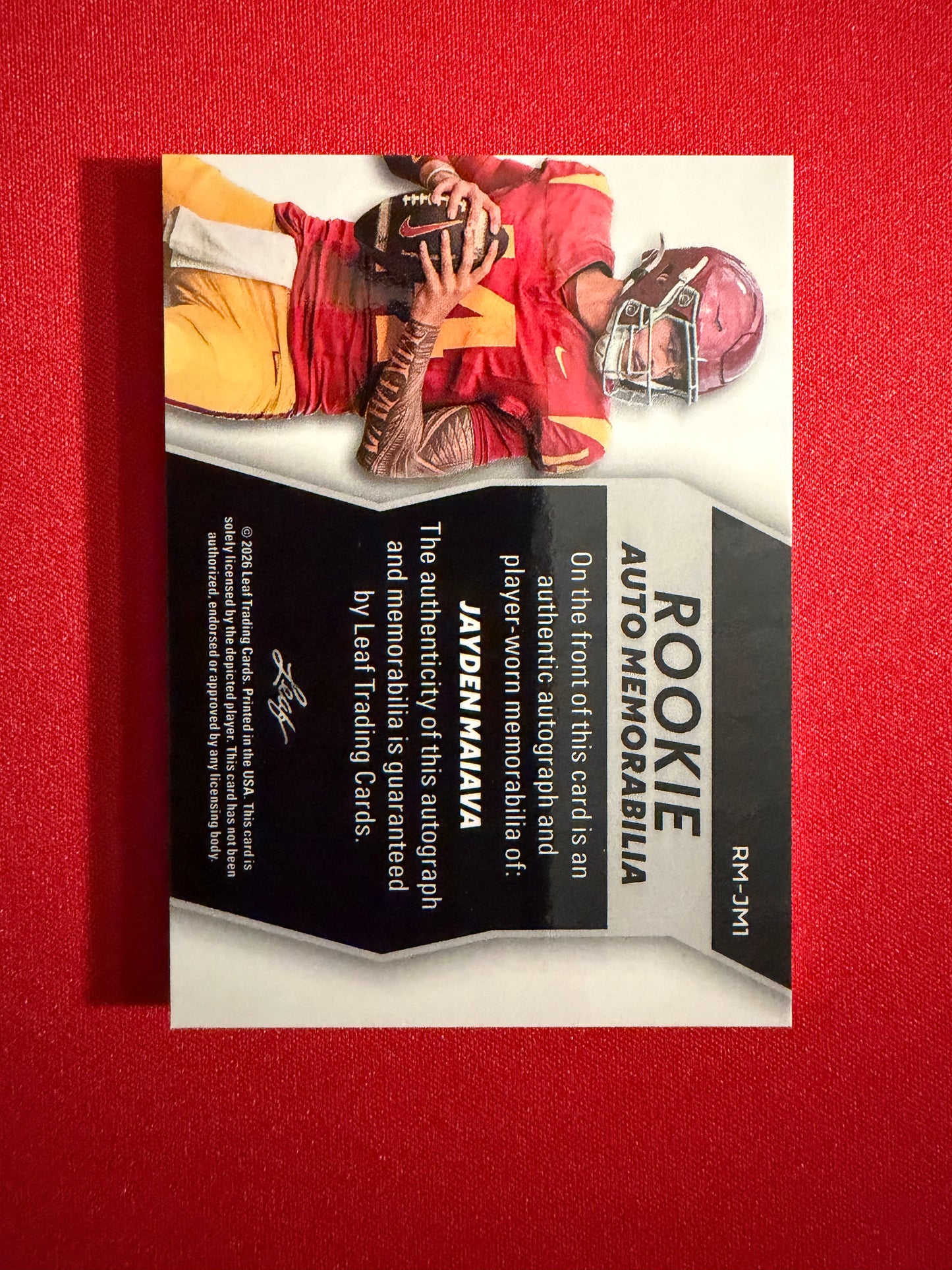 2026 Leaf Trinity Jayden Maiava Rookie Auto Memorabilia Patterned Patch /75