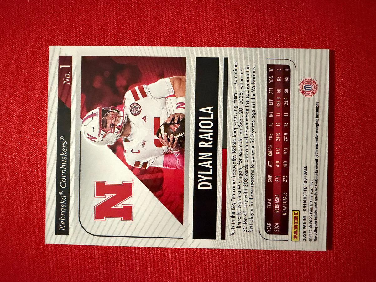 Dylan Raiola 2025 Panini Silhouette Football Base Red Color Match /75 #1
