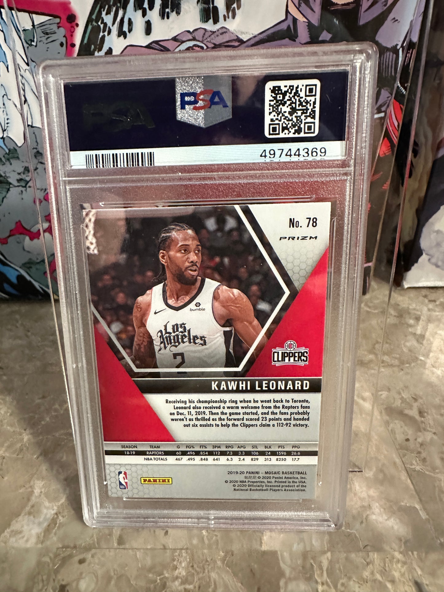 Kawhi Leonard #78 PSA 10 Gem Mint (2019 Panini Mosaic) - Red Mosaic
