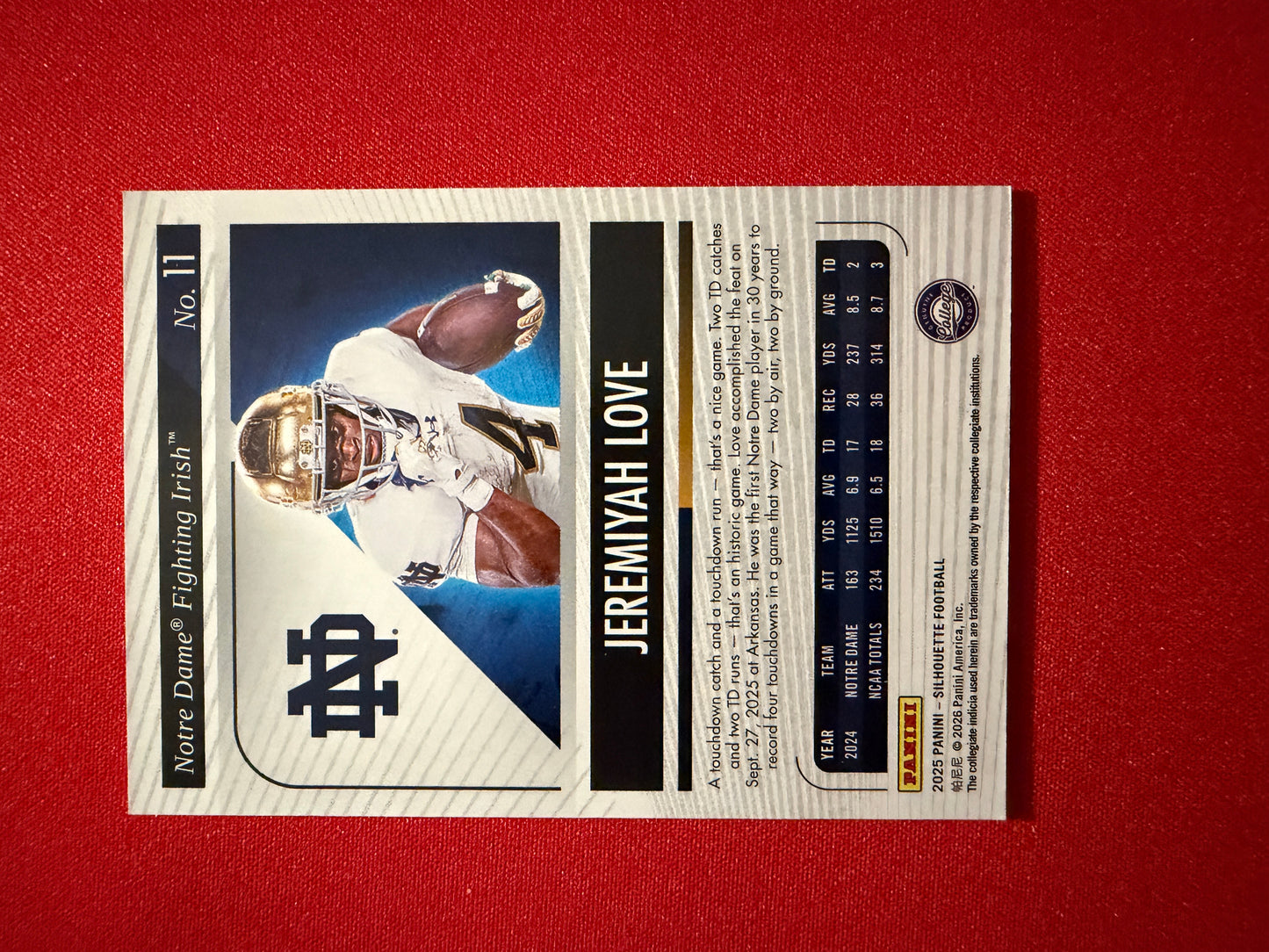 Jeremiyah Love 2025 Panini Silhouette Football Base Purple /125 #11