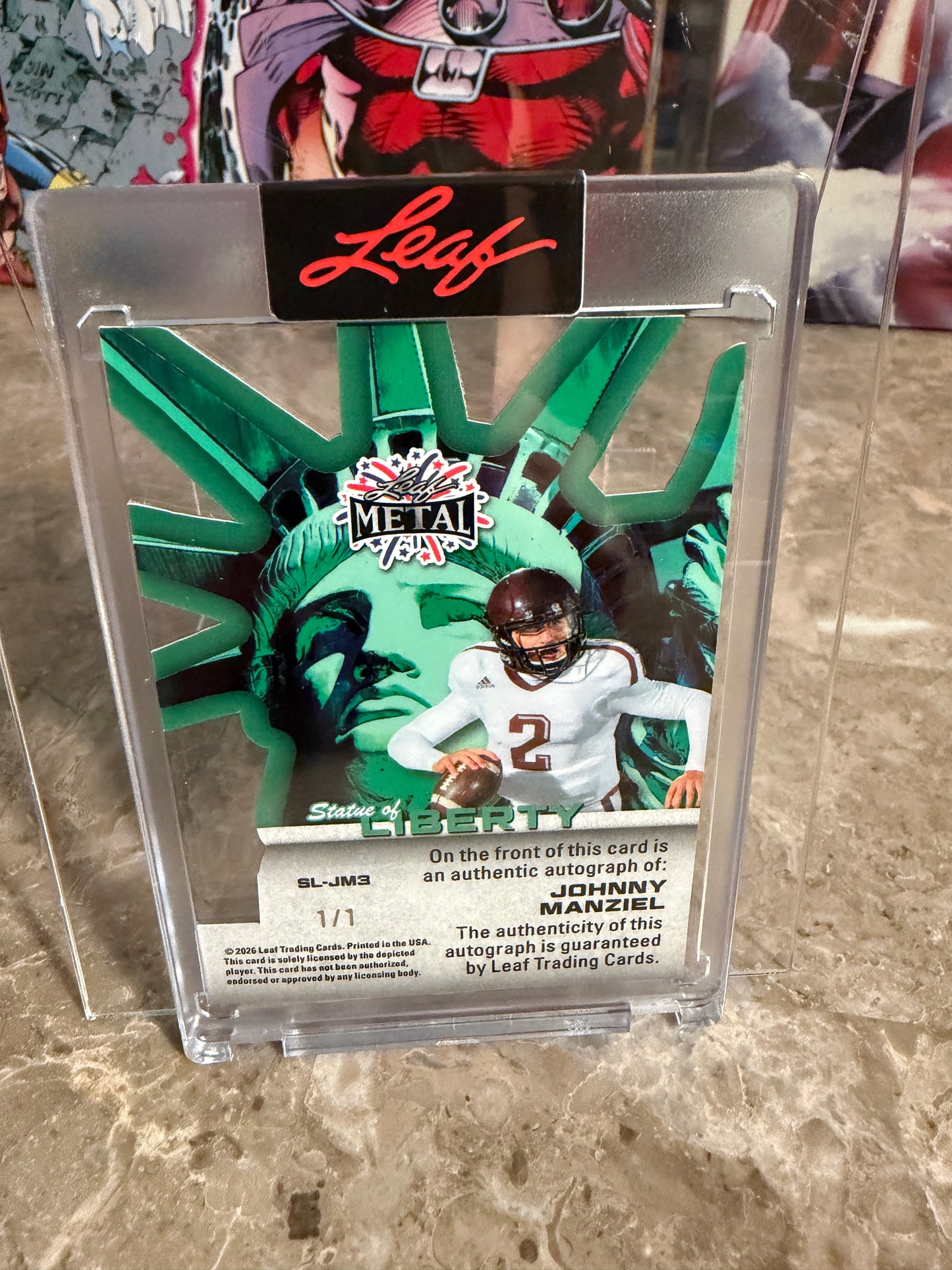 2026 Leaf Metal Independence Day Johnny Manziel Super Gold 1/1 Statue of Liberty
