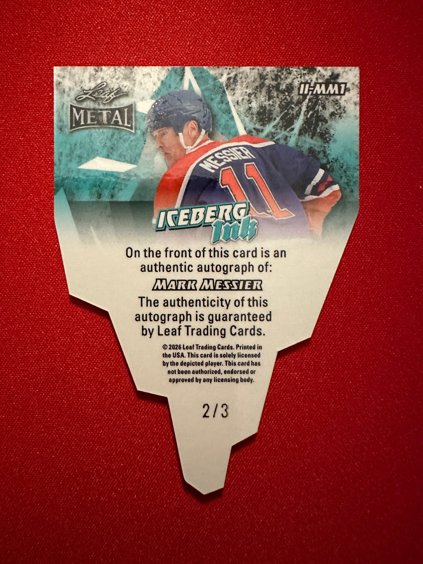 2026 Leaf Metal Hockey Iceberg Ink Blue Prismatic Mark Messier Auto 2/3