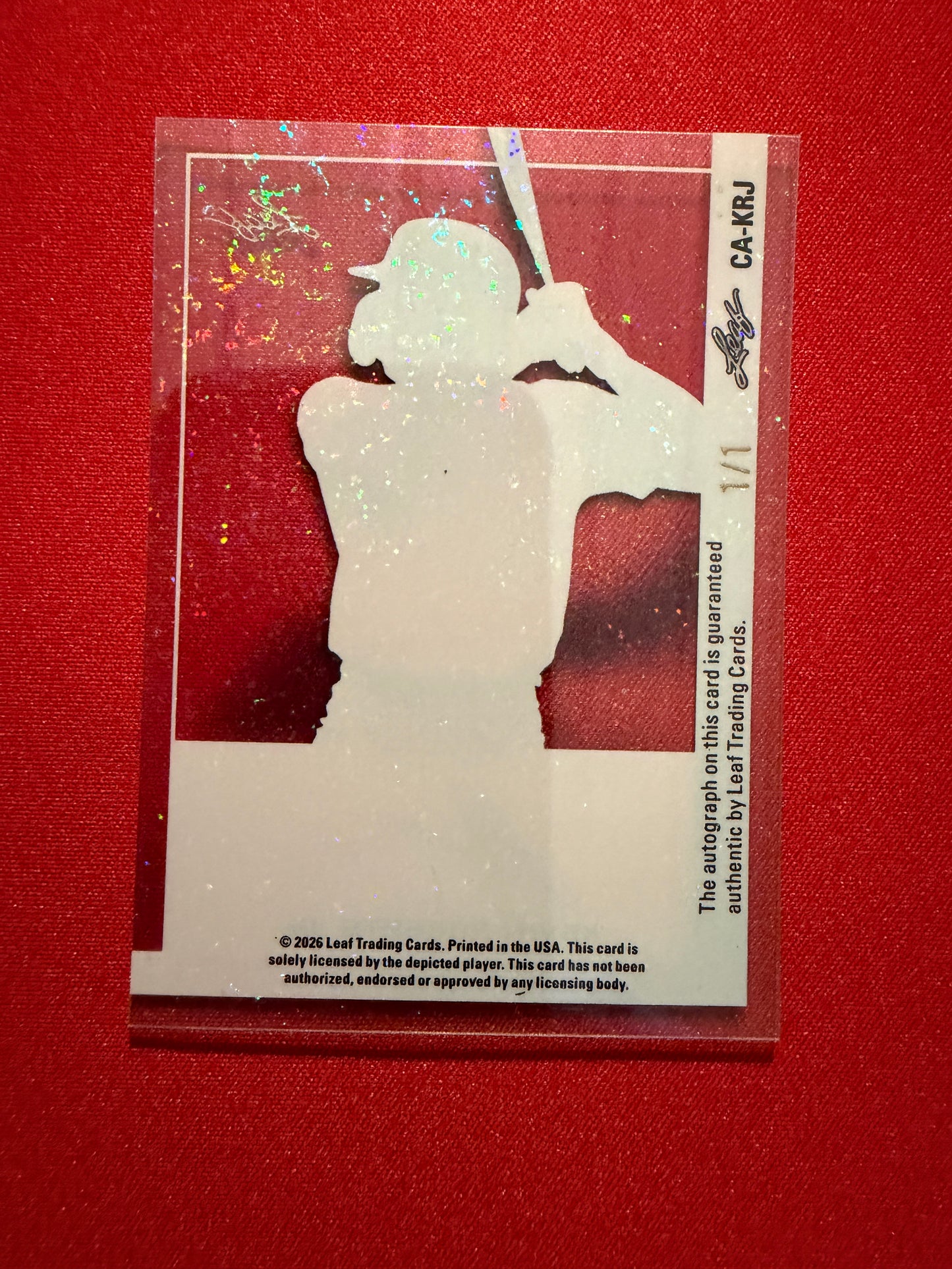 2026 Leaf Vivid Baseball Kevin Roberts Jr Clear Base Auto Stardust Yellow 1/1