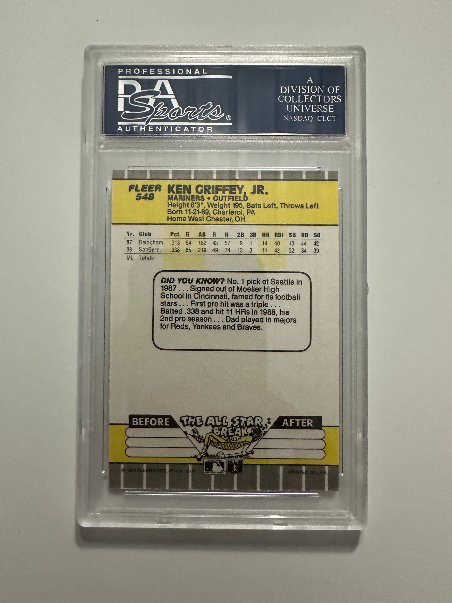 Ken Griffey Jr. #548 PSA Graded NM-MT 8 (1989 Fleer)