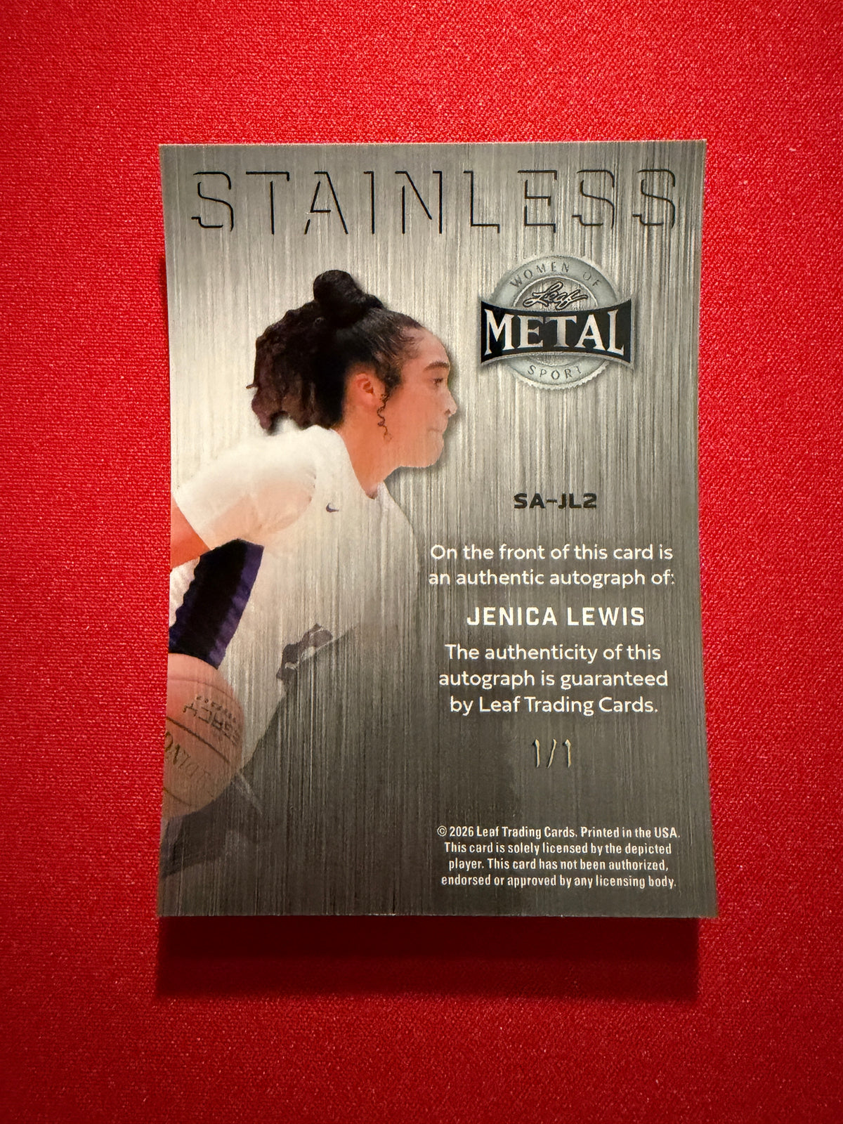 Jenica Lewis 2026 Leaf Metal Women Of Sport Stainless Auto Silver 1/1