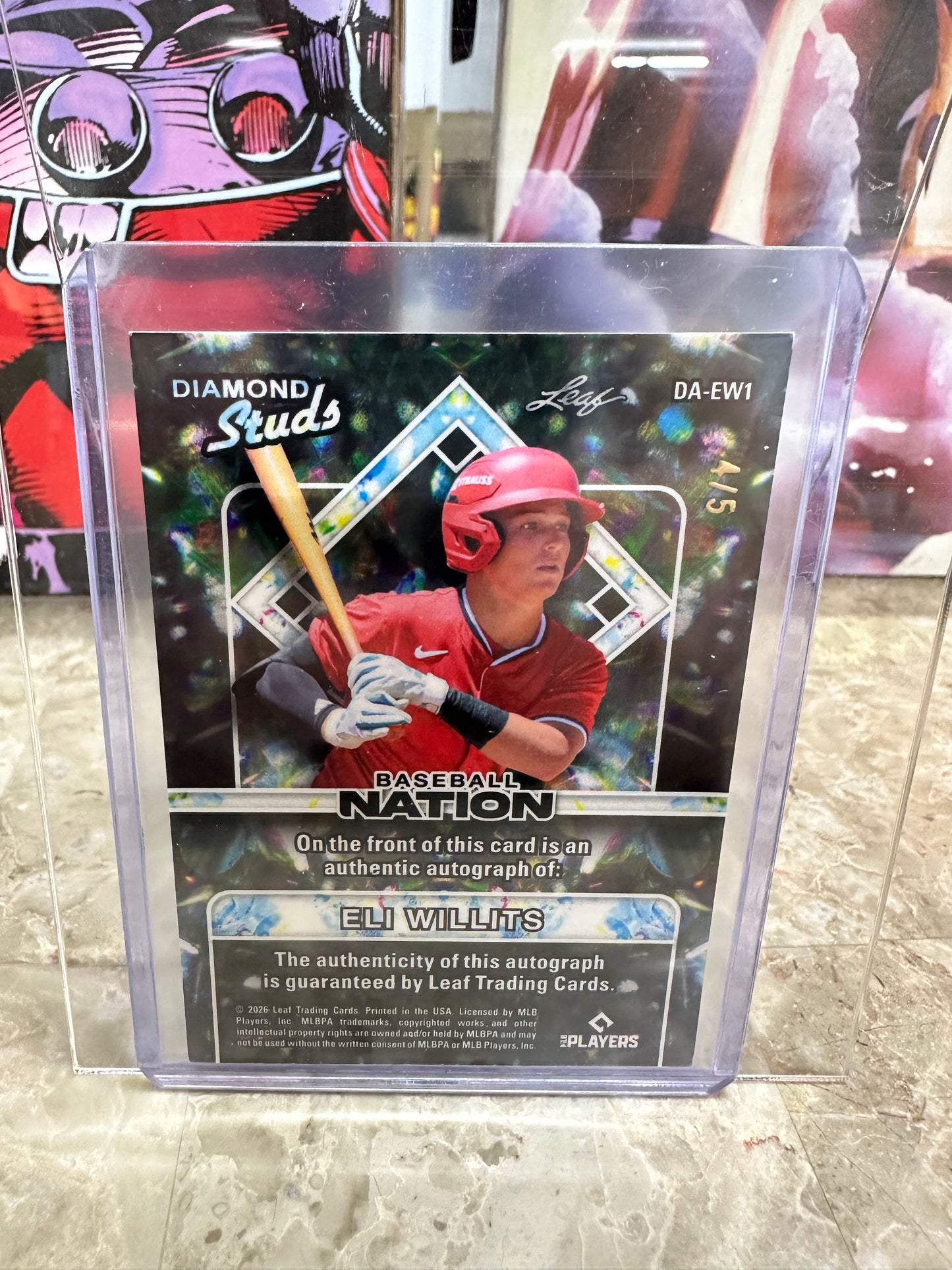 2026 Leaf Baseball Nation ELI WILLITS Auto /5 GREEN CRYSTAL Diamond Studs #1